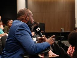 His Excellency, High Commissioner of Vanuatu Samson Vilvil Fare, asks a question about the distribution of economic benefits during the Q&amp;A session (credit: Ezreena Yahya) 