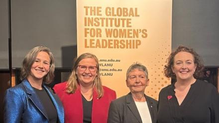 Prof. Michelle Ryan (GIWL), Ms Kate Jenkins AO, Emeritus Prof. Marian Sawer AO and Dr Maria Maley