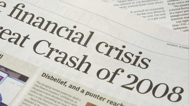 An image of Newspaper headlines - finanical crisis on 2008 
