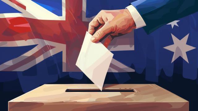 Australian Election Campaign - voting box with Australian flag in the background
