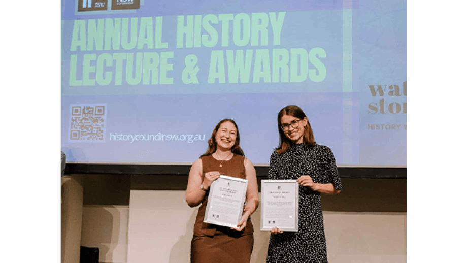 Zoe Smith and Ruby Ekkel NSW History Council Awards