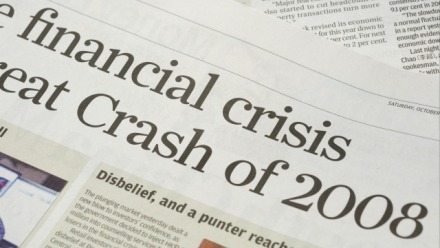 An image of Newspaper headlines - finanical crisis on 2008 